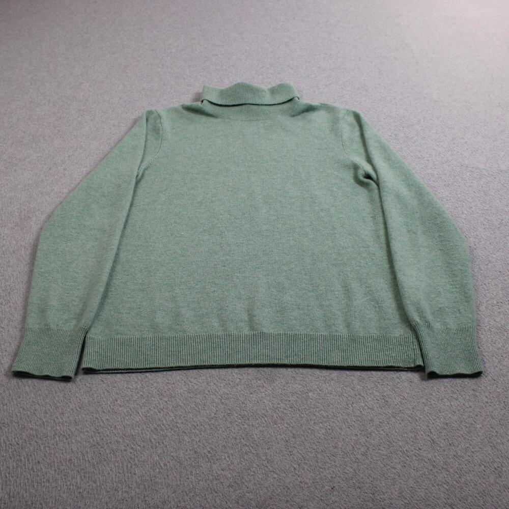Orvis Cashmere Sweater Women Medium Green Turtleneck Lightweight Heritage Classi